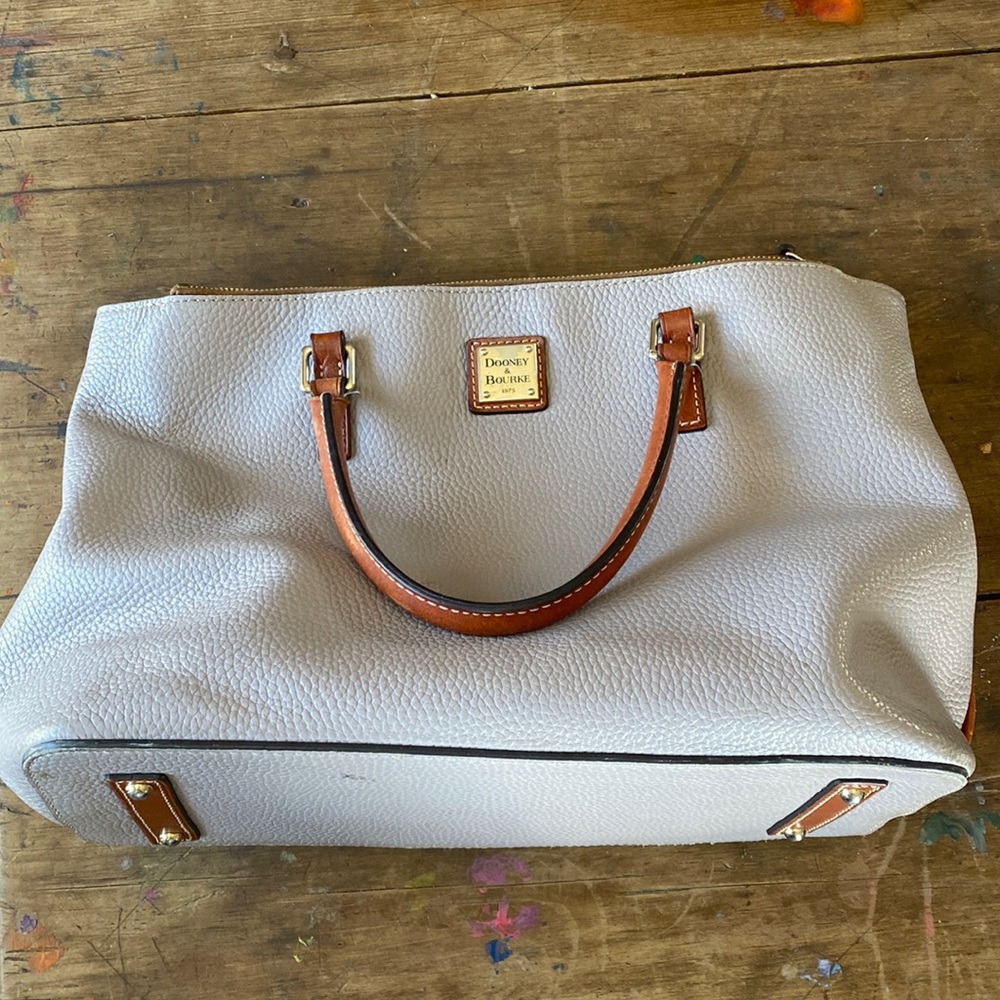 Taupe Dooney & Burke pebble grain tote bag